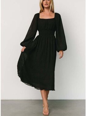 NWT Baltic Born Dalton Pleated Black Midi Dress Size M